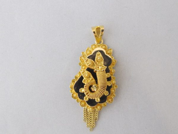 Antiek Gouden Zeeuwse knop Hanger met kwastje 171-G