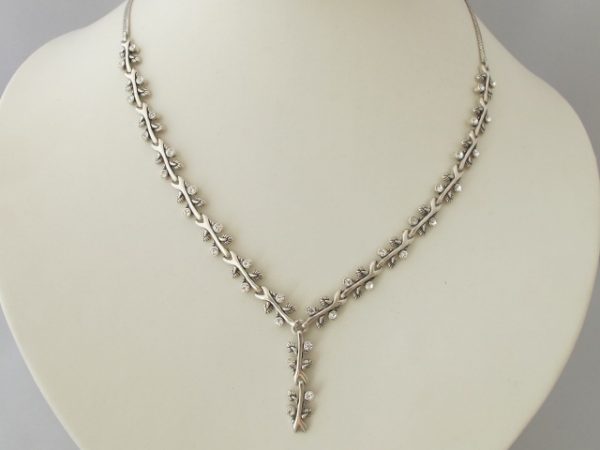 Antiek Zilveren Collier met Steentjes 285-Z