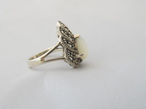 Antiek Zilveren Ring met Marcasiet en Parelmoer 322-Z