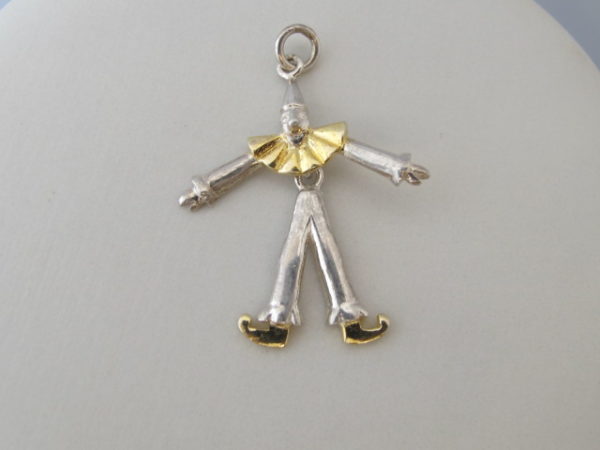 Zilveren Hanger Bewegende Clown met Goud 199-Z
