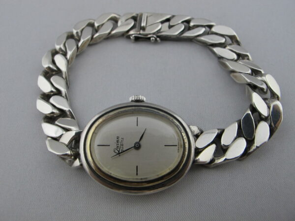 Horloge 925 Zilver met gourmetschakel armband 329-Z