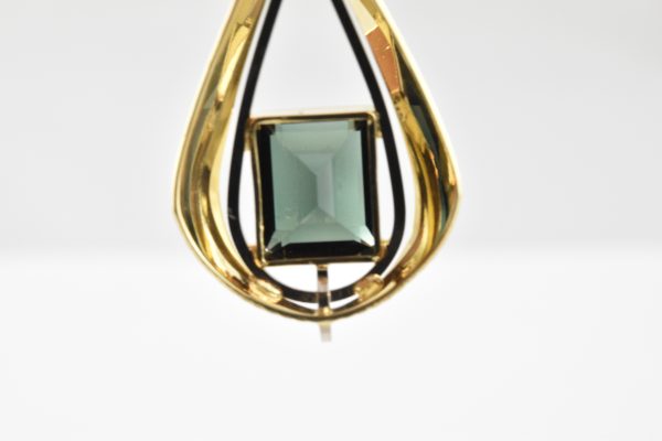 14 Karaat Gouden Hanger Teka, met groene steen 927-G