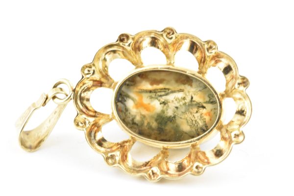 14 Karaat Gouden Hanger met mos Agaath 175-G