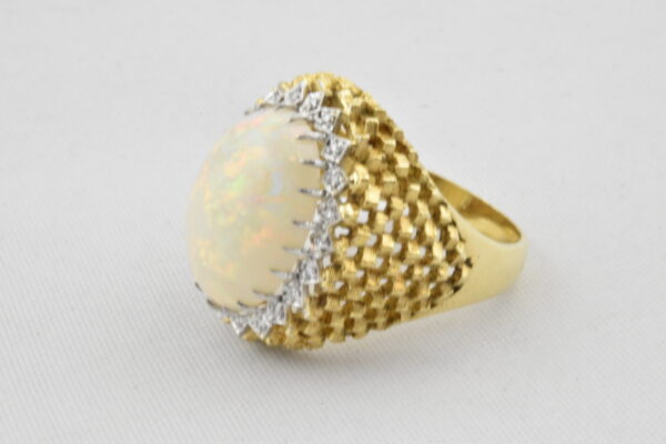 750/18 karaat gouden Ring met Opaal en Diamant 460-G