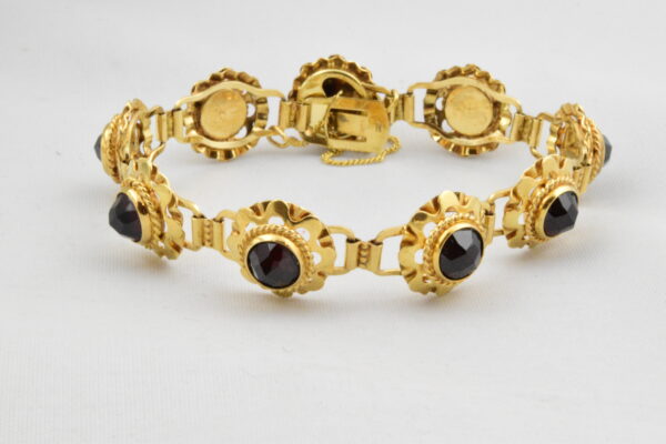 14 karaat antiek gouden armband met granaatsteen 1444-G