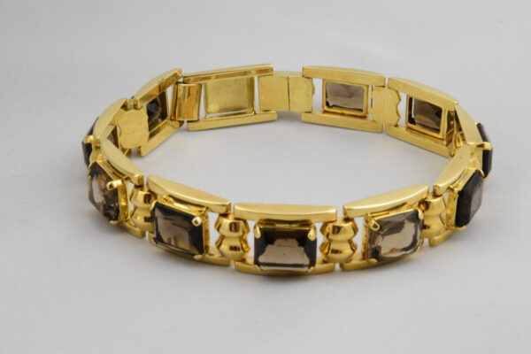 14 karaat antiek gouden armband met rookkwarts 660-G